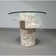 Tables d'appoint vintage en pierre de Mactan avec plateaux en verre à facettes d'origine par Magnussen Ponte, 1980