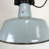 Industrial Grey Enamel Factory Lamp with Cast Iron Top, 1960s