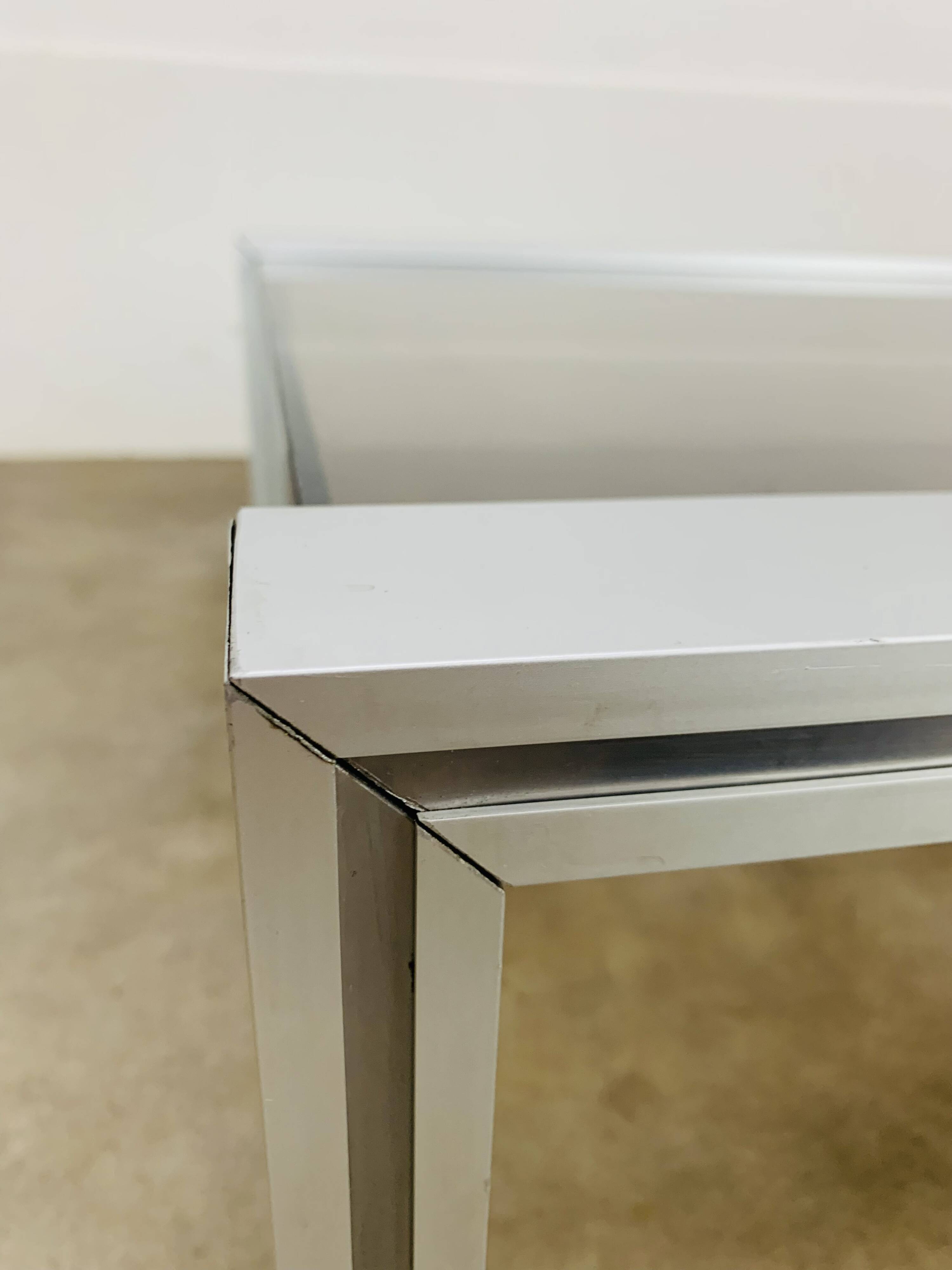 Aluminum and smoked glass coffee table, 1970s
