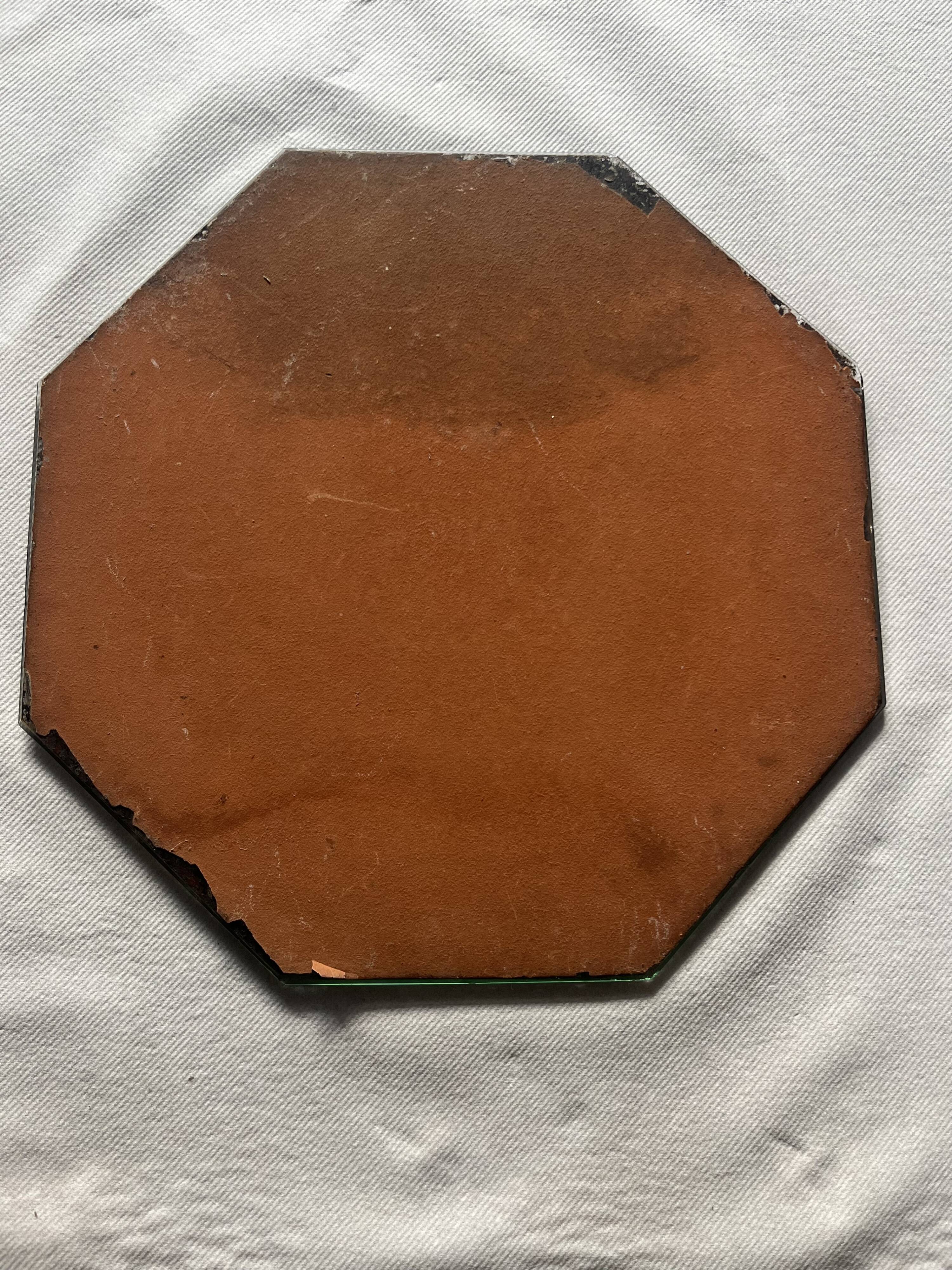 Mirror, antique octagonal tray.