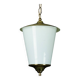 Lanterne suspendue Mid-Century en laiton et verre de Murano lattimo, Italie, années 1950