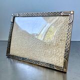 Vintage art deco  metal brass picture frame 15 cm x 11 cm convex glass
