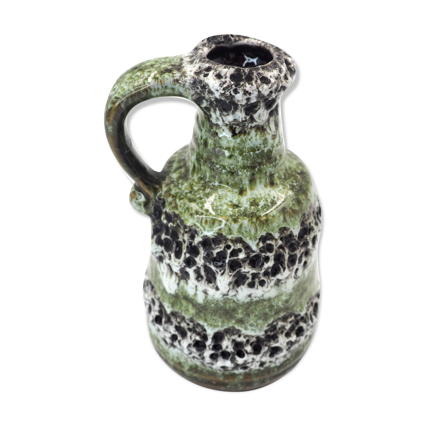 Pichet vert, vase milieu du siècle Bay Ceramics Allemagne de l’Ouest