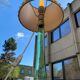 Italian Art Deco Elephant Floor Lamp in Green Glass 142cm