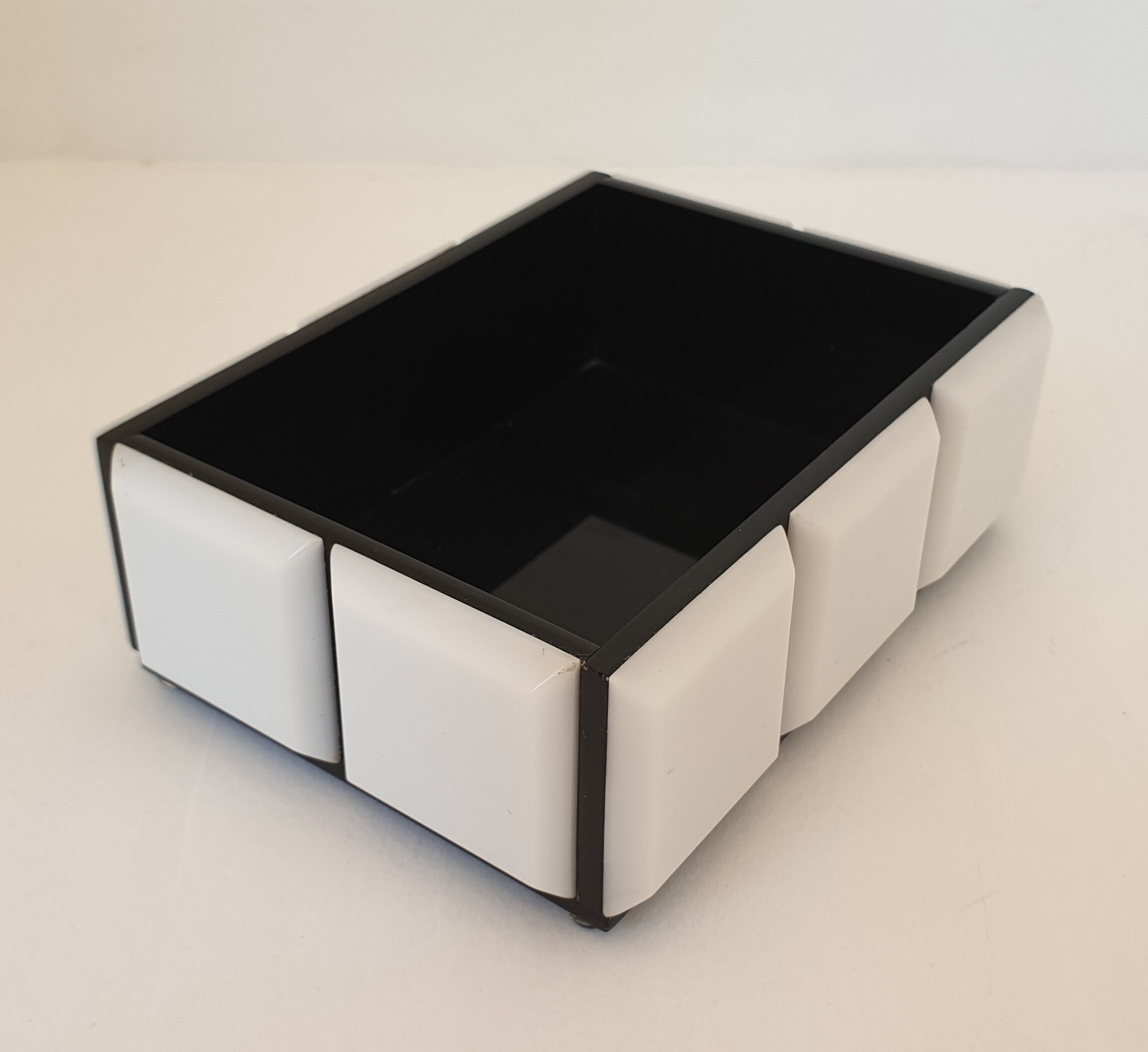 Art Deco black and white bakelite catchall