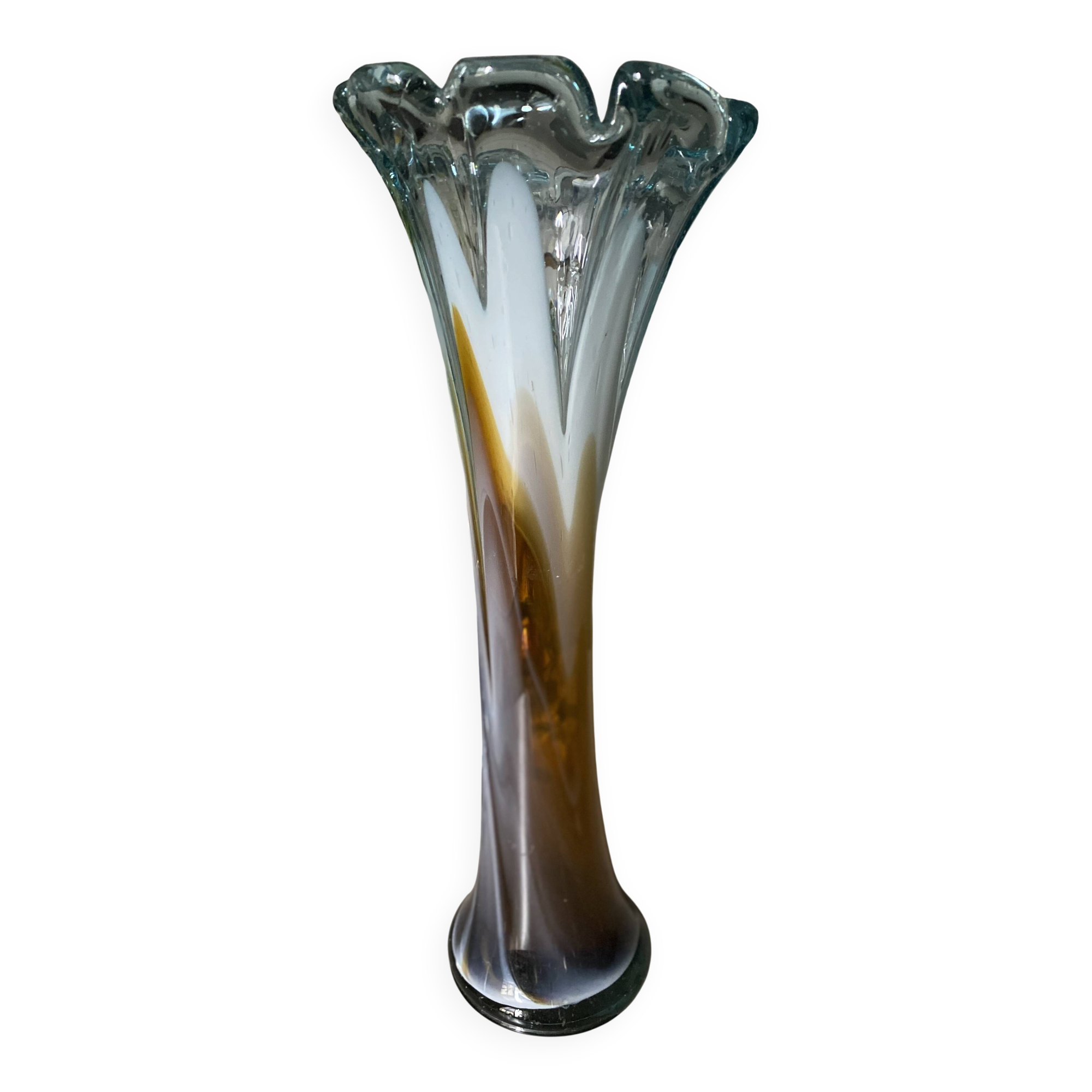 Vase Murano bleu orangé