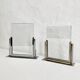 Duo of Art Deco photo frames in silver metal with beveled glass