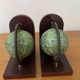 Pair of wooden globe bookends