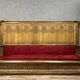 Monumental Gothic style bench in solid oak and patinated plaster circa 1800 / length 282 cm
