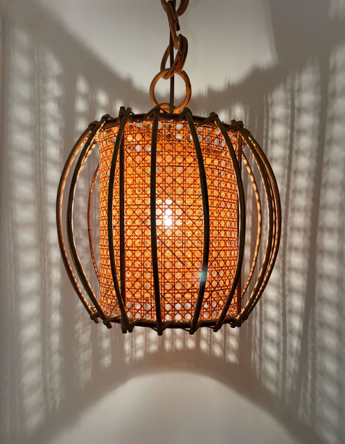 Bamboo rattan suspension from the 1960s.
