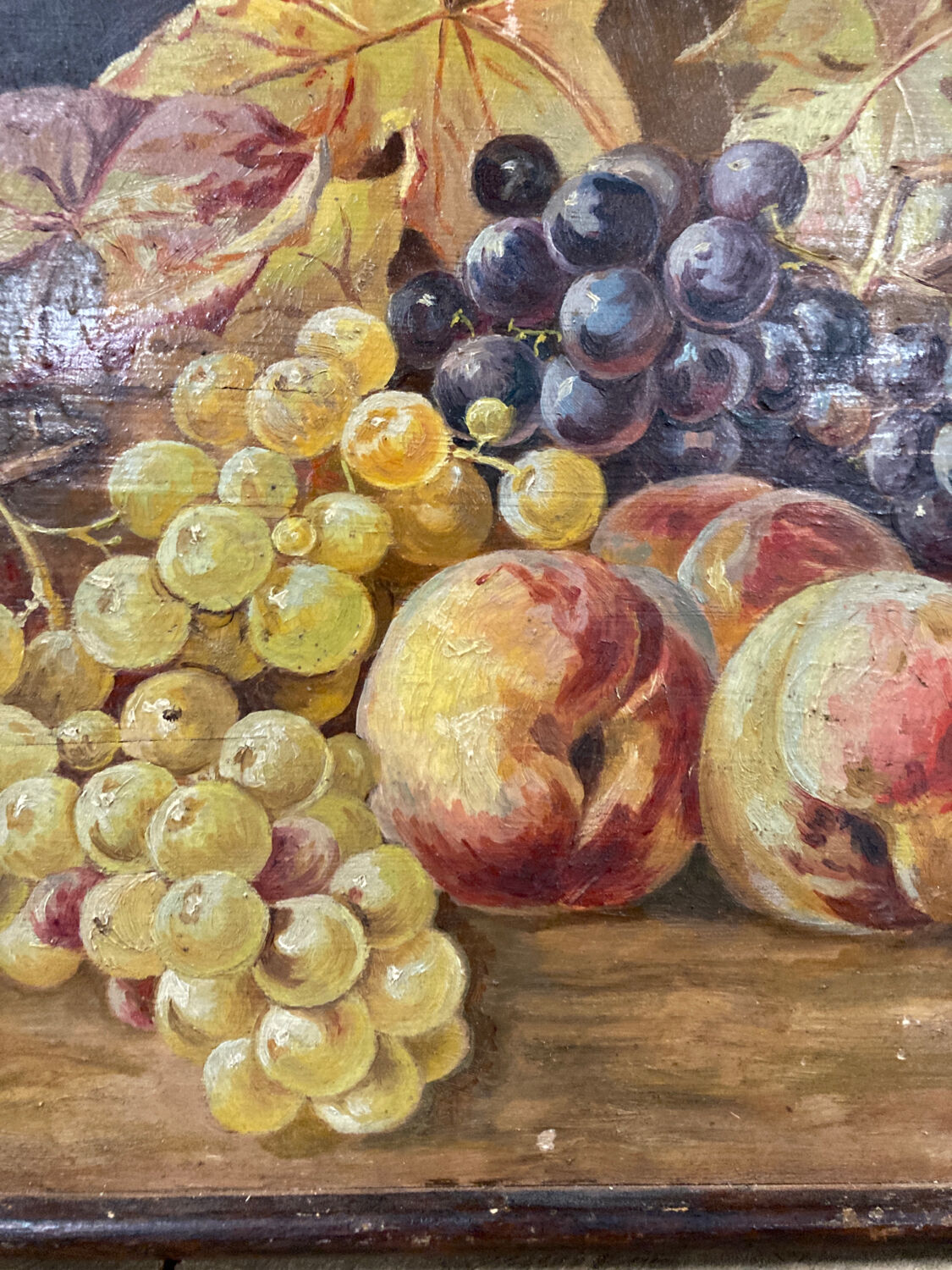 Still life on wood painted in oil 19th