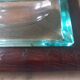 Crocodile leather ashtray with cut crystal.