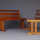 Pair of vintage scandinavian pine benches, 1970s