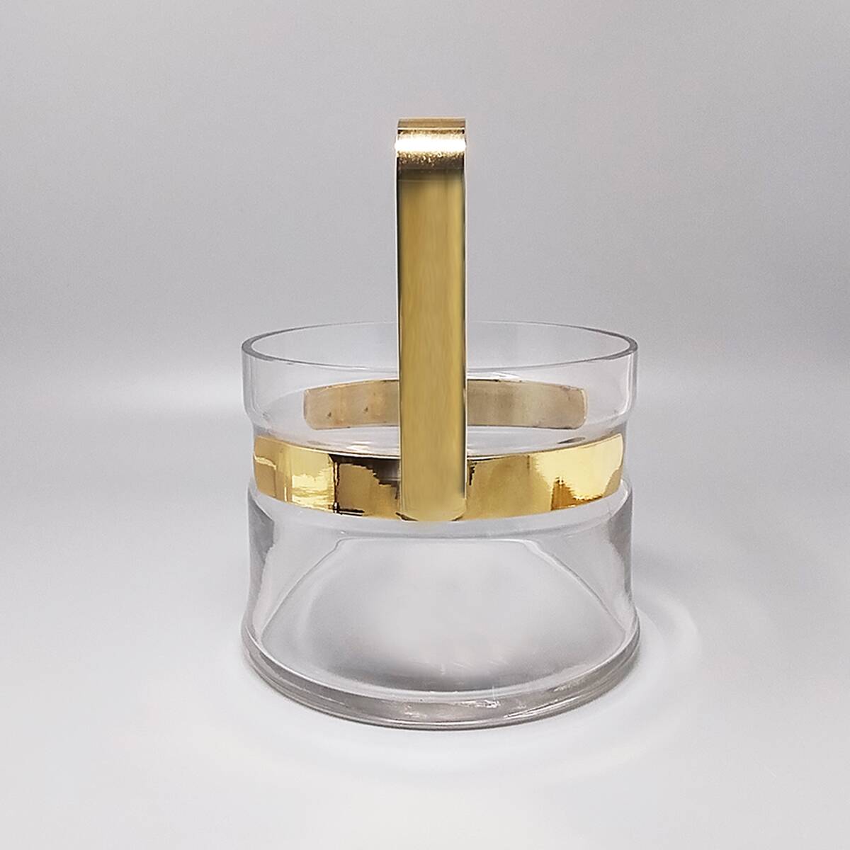 1970s Gorgeous Cocktail Shaker With Ice Bucket by Dorval in Gold plate 24K and Crystal. Made in Ital