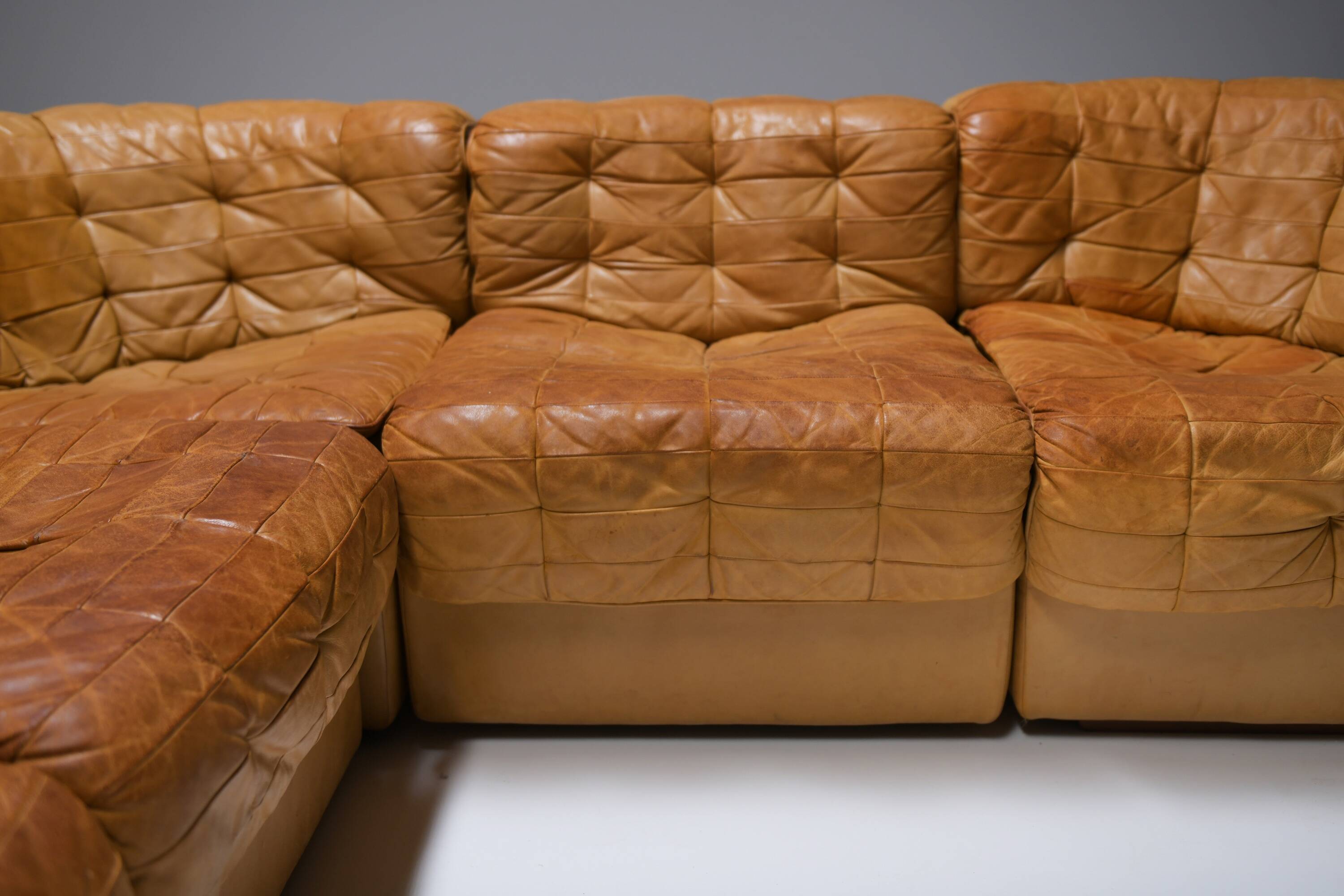 Vintage DS 11 modular sofa in cognac/orange leather by De Sede Swiss