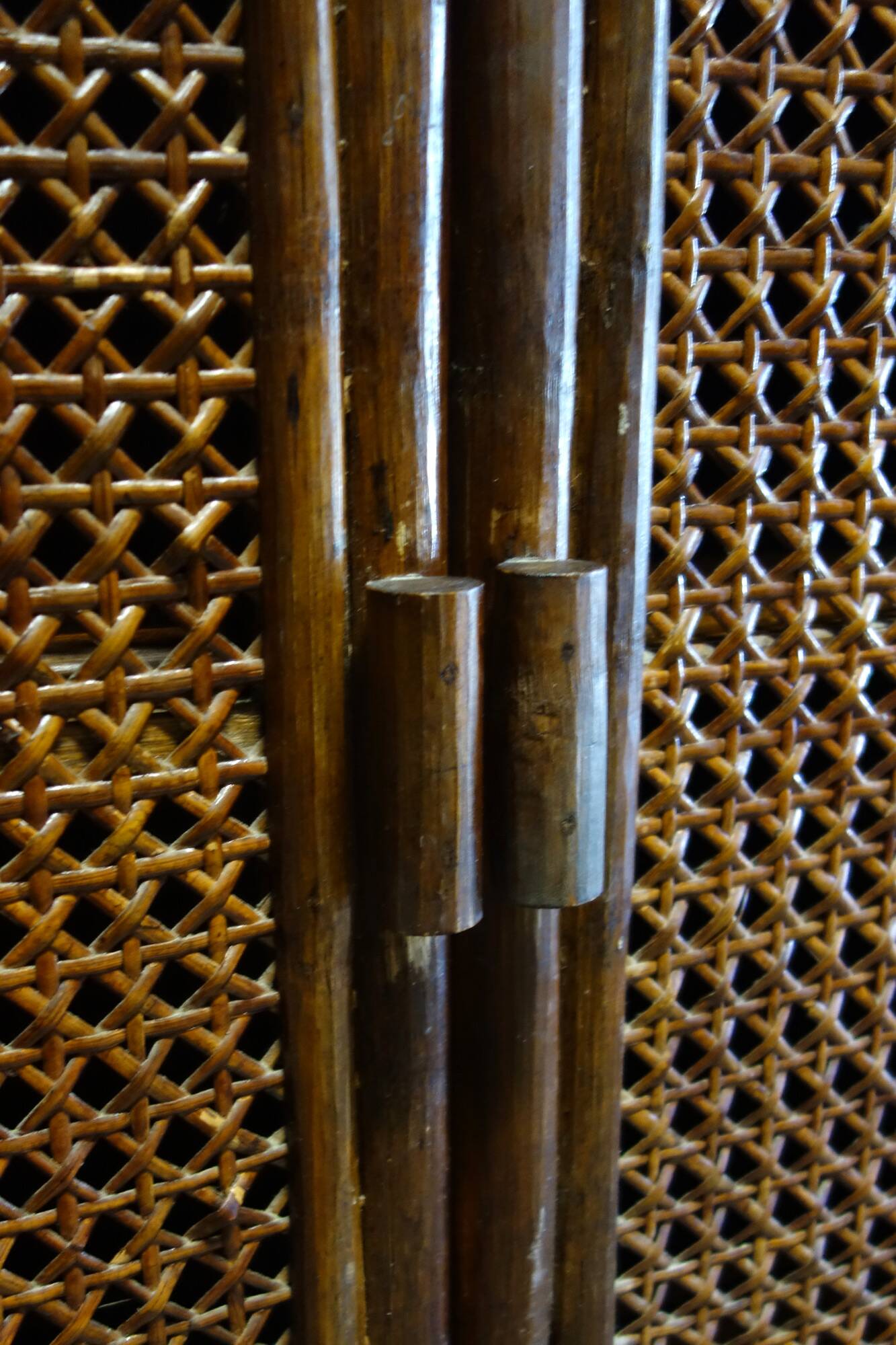 Bamboo rattan bookcase shelf from the 50s