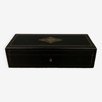 Boîte à gants Napoléon III en bois noirci et marqueterie XIXe
