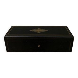 Napoleon III glove box in blackened wood and 19th century marquetry
