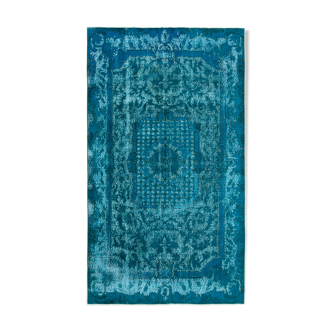 Tapis fait à la main antique turc des années 1980 143 cm x 251 cm tapis turquoise