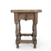 Rustic oak bedside table with a greige finish - 1 drawer - 45cm