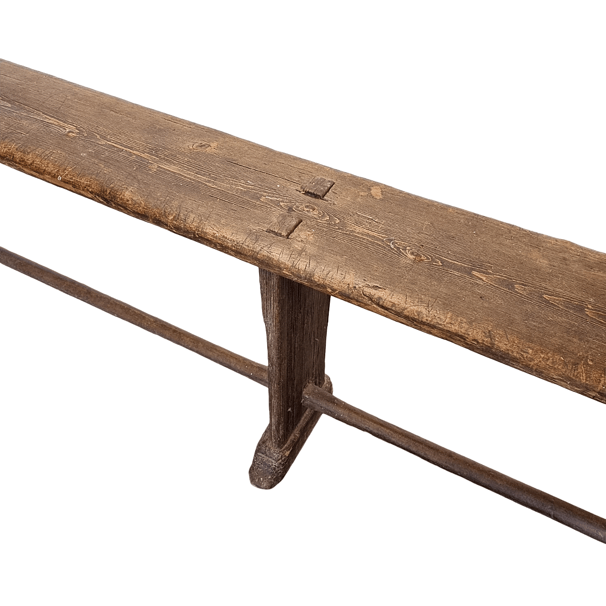 Antique French Wooden Bistro Bench, from around 1850