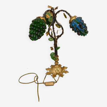 Lampe bronze au  grappes de raisins Murano