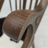 1960s, Danish high-backed armchair, reupholstered, furniture cowhide, oak.