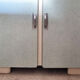 Buffet formica asymétrique, vert pâle, aluminium, vintage, années 50