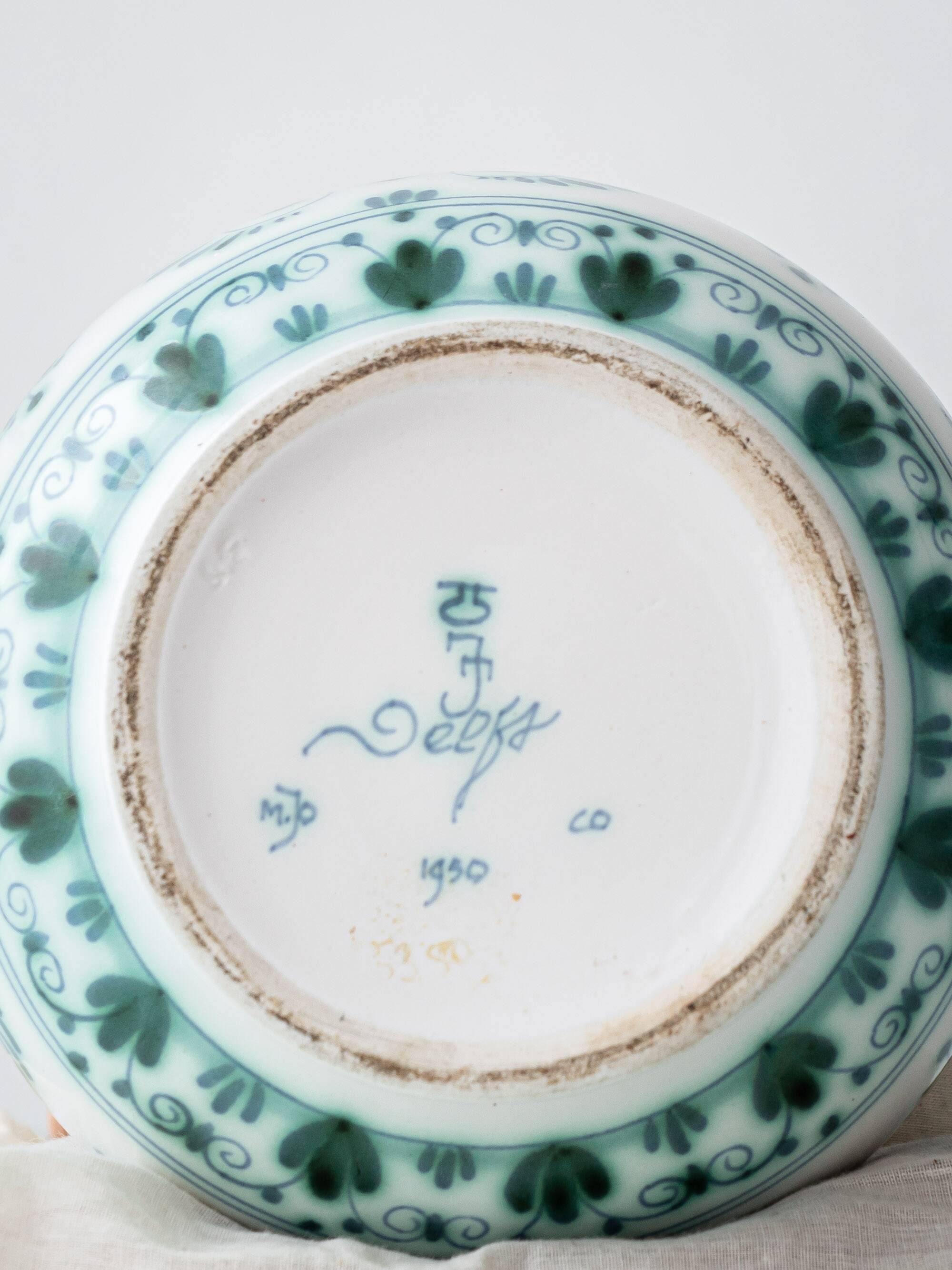 Lampe de table en céramique botanique Delvert Teal Royal Delft, 1970