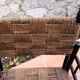 Modernist armchair in wood and braided rope, vintage 1950