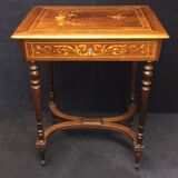 Worker table wood old marquetry.