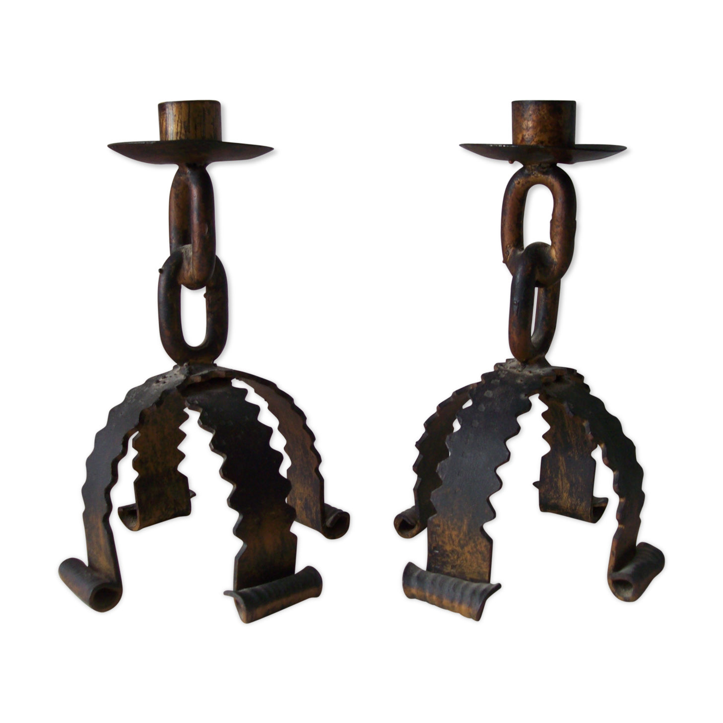 Pair of metal candlesticks