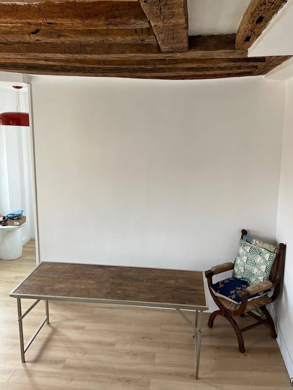 Folding industrial-style dining table