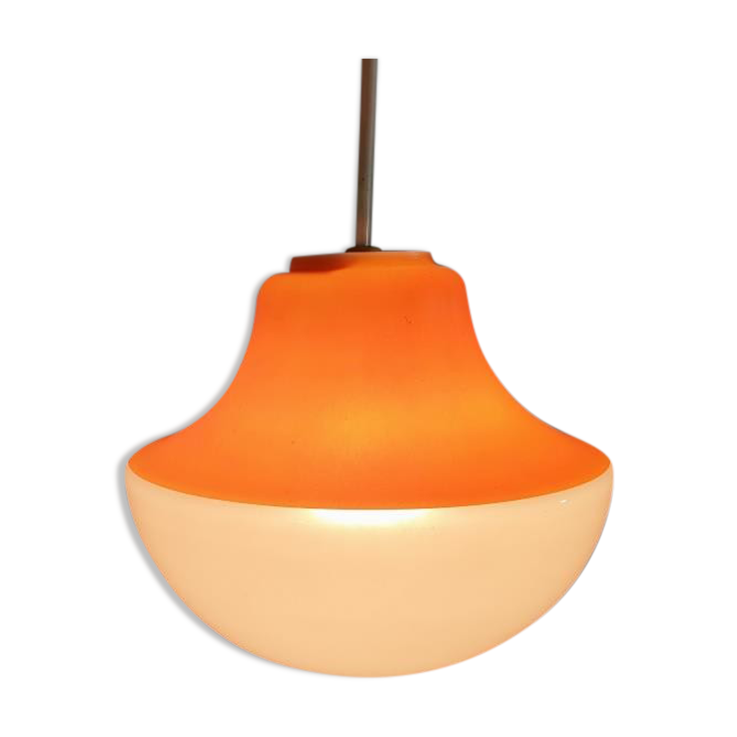 Vintage pendant lamp Orange and white - Vintage chandelier orange and white