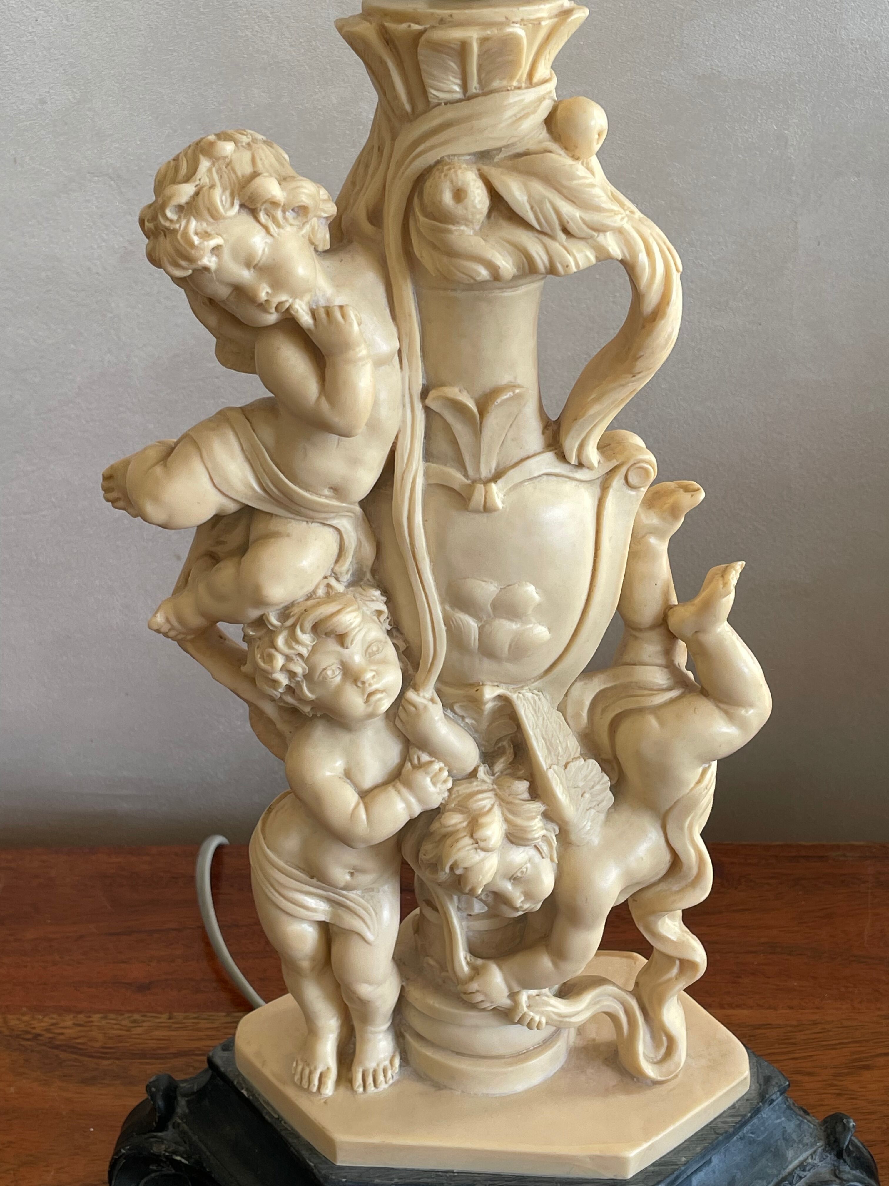 Lamp foot decorations cherubs in Santini resin