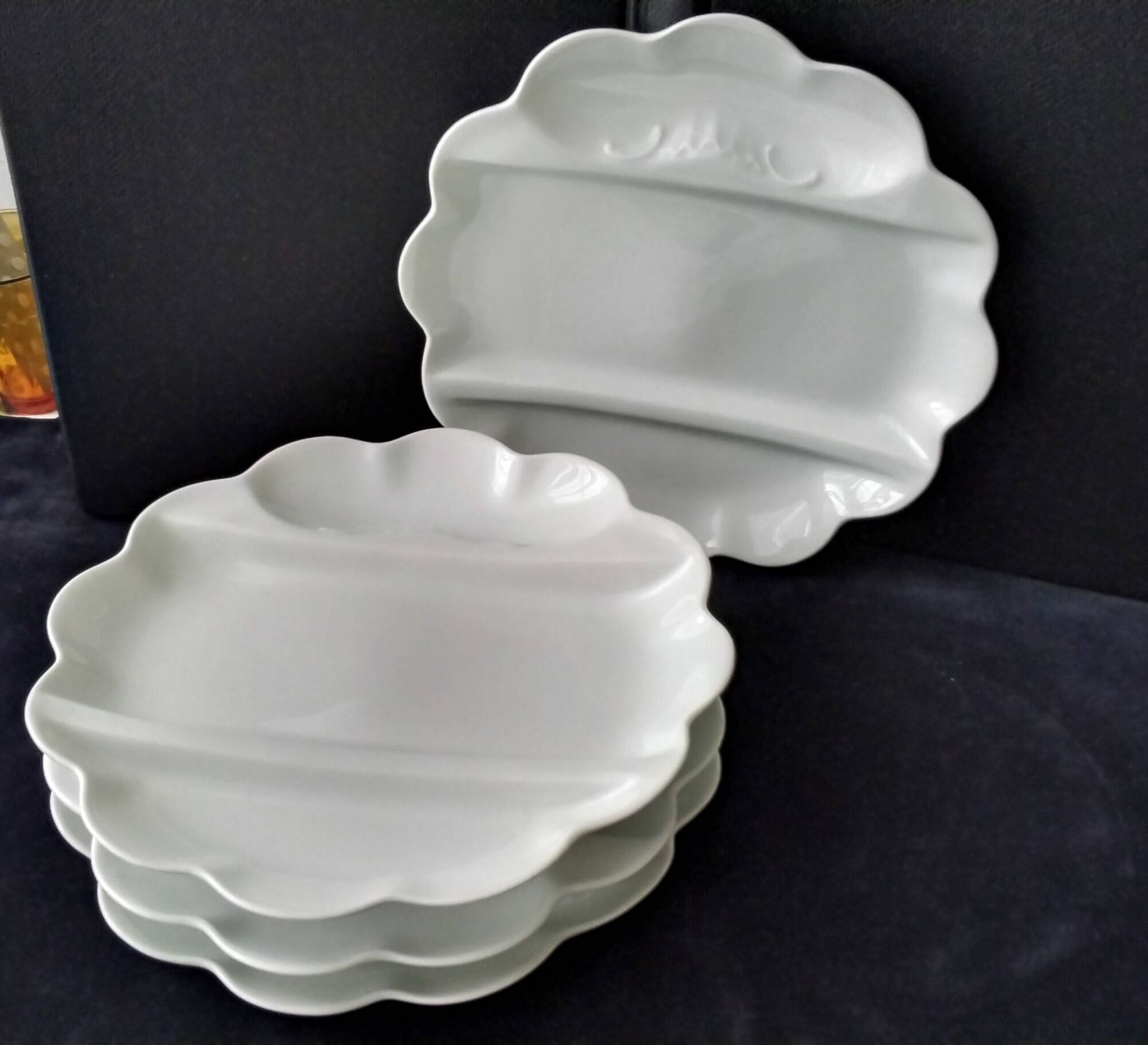 4 asparagus plates in Limoges porcelain