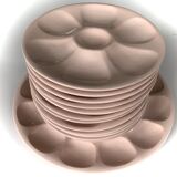 Pink oyster plate Digoin Sarreguemines-Oyster plate french ceramic
