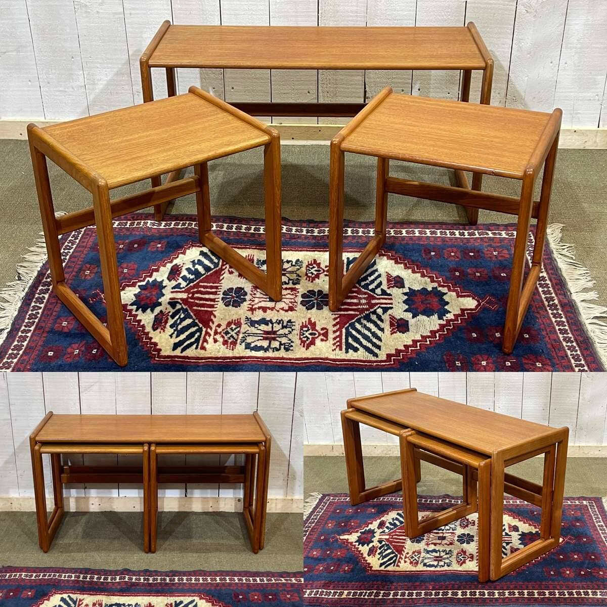 Set of 3 teak nesting tables from the 70s