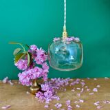 Suspension globe vintage en verre ambré