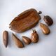 Hand-carved wooden fruit basket, set of 6, Italy, 1980