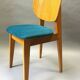 Suite de 6 chaises années 50 velours bleu canard