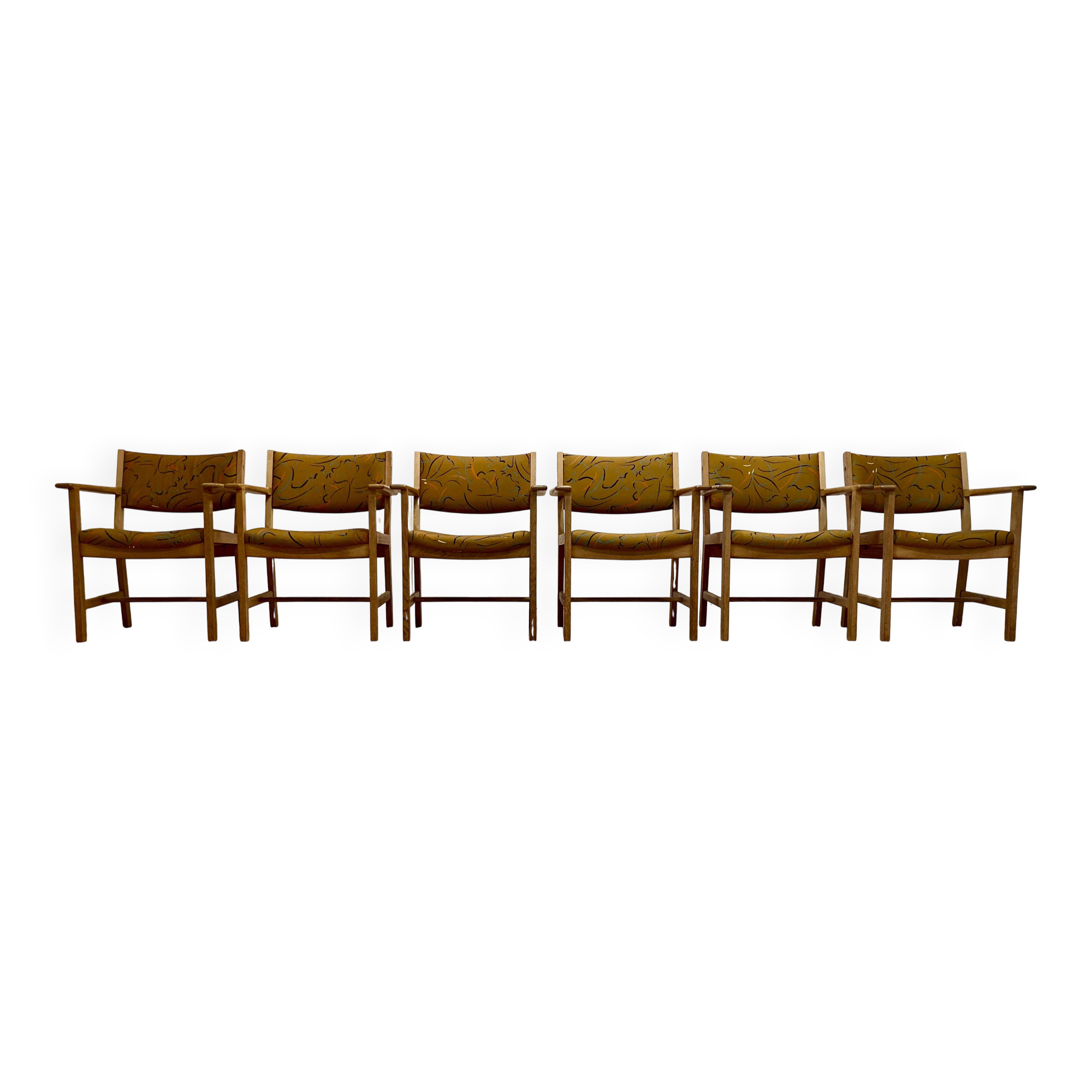 6 chairs stamped Hans Wegner "Scandinavian design" 1960.