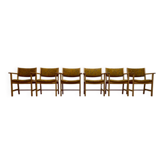 6 chairs stamped Hans Wegner "Scandinavian design" 1960.