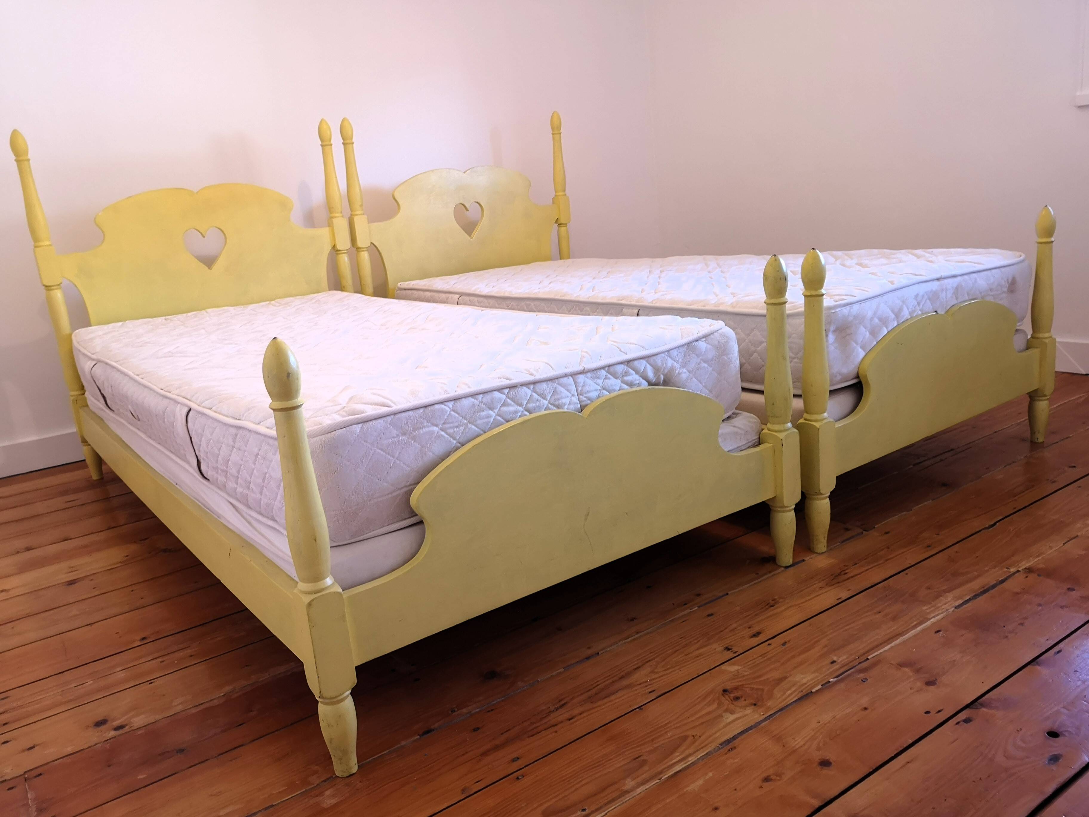 Pair of painted wooden twin beds