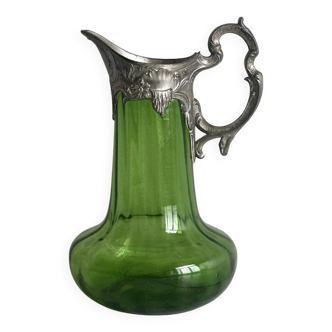 Translucent green glass pitcher