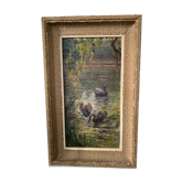 Tableau paysage cygnes