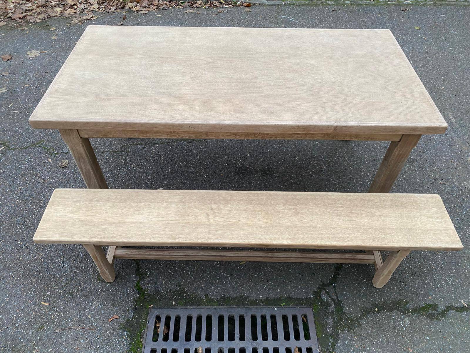 Renovated farmhouse dining table in raw oak from the 20th century, 180cm.