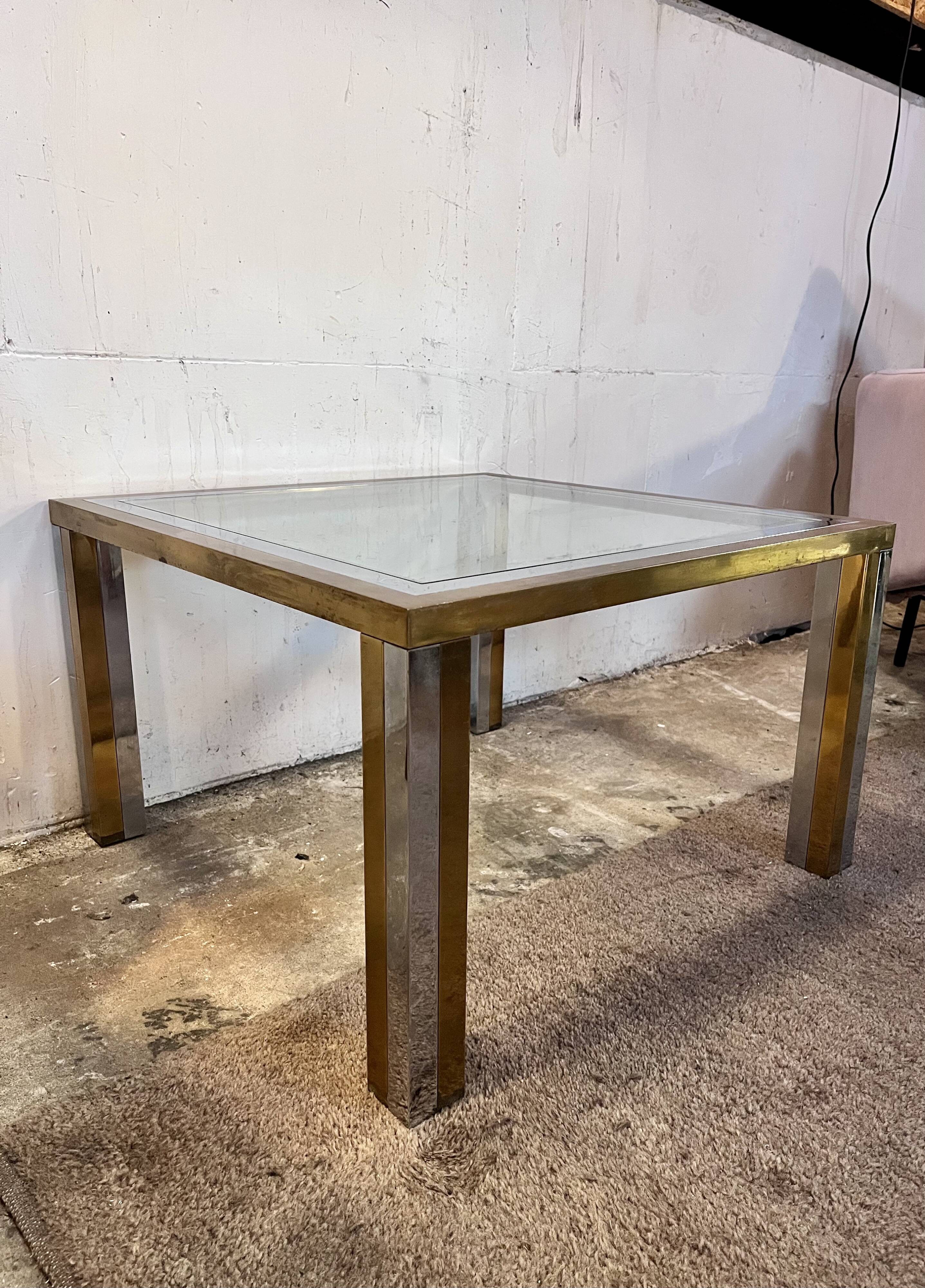 Chrome and brass coffee table, 1970