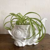 Zoomorphic fish pot cover in slip