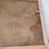Large old painting landscape painting of rice fields and mounting